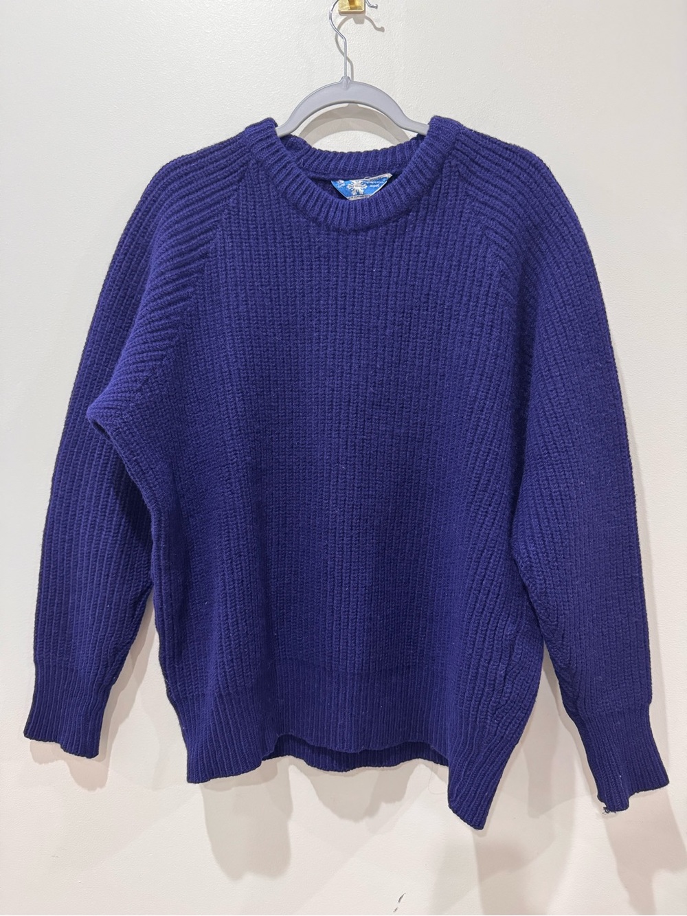 Vtg Norsewear XL Navy Knit Fisherman Sweater Wool Scandinavian